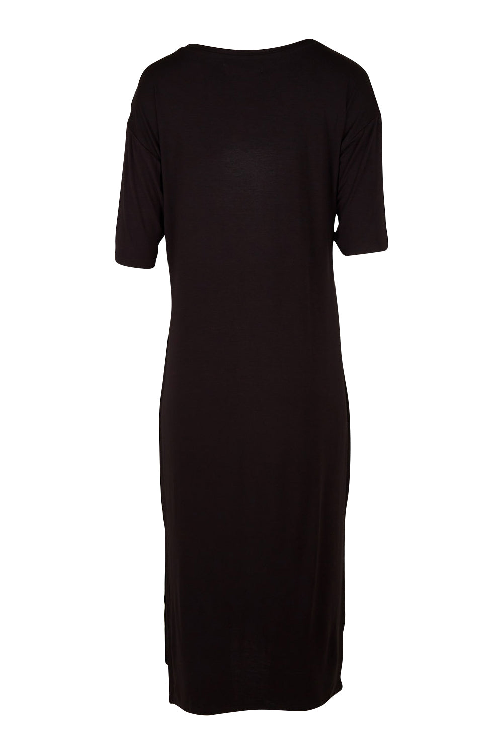 The 3/4 Sleeve Mid Length Tee Dress - Black