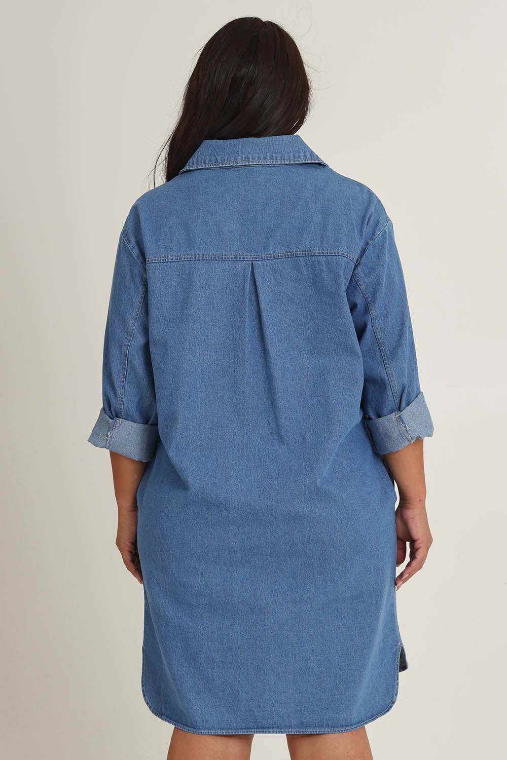 The Denim Shacket Dress With Pockets - Denimblue