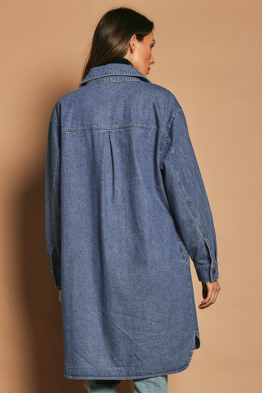 The Denim Shacket Dress With Pockets - Denimblue