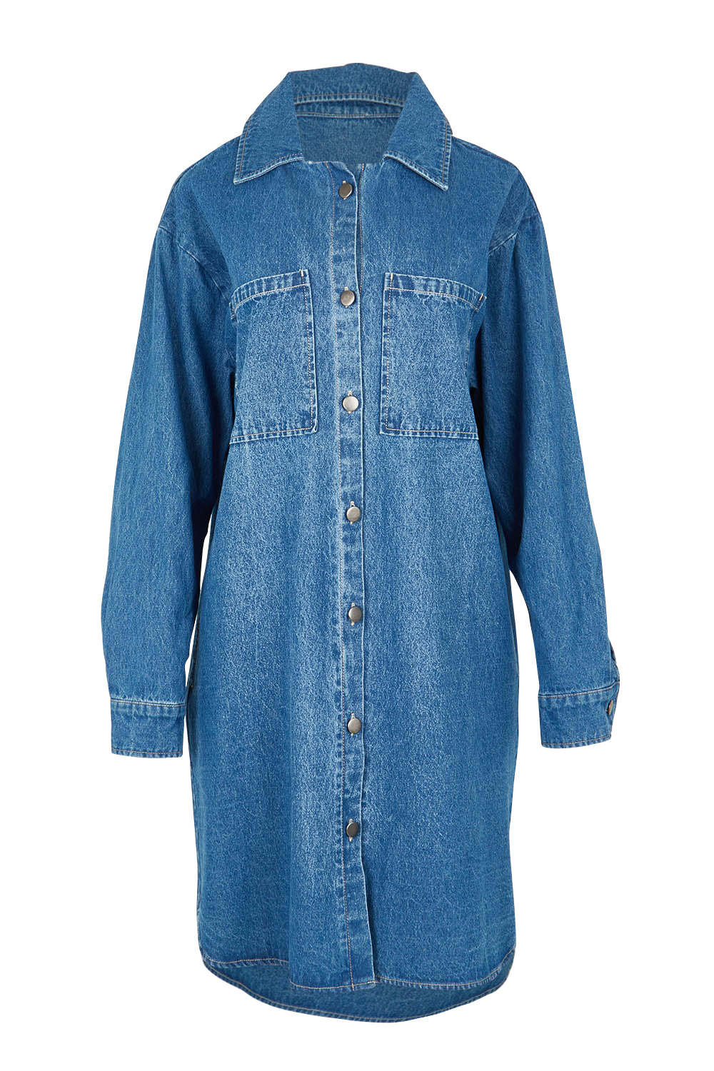 The Denim Shacket Dress With Pockets - Denimblue