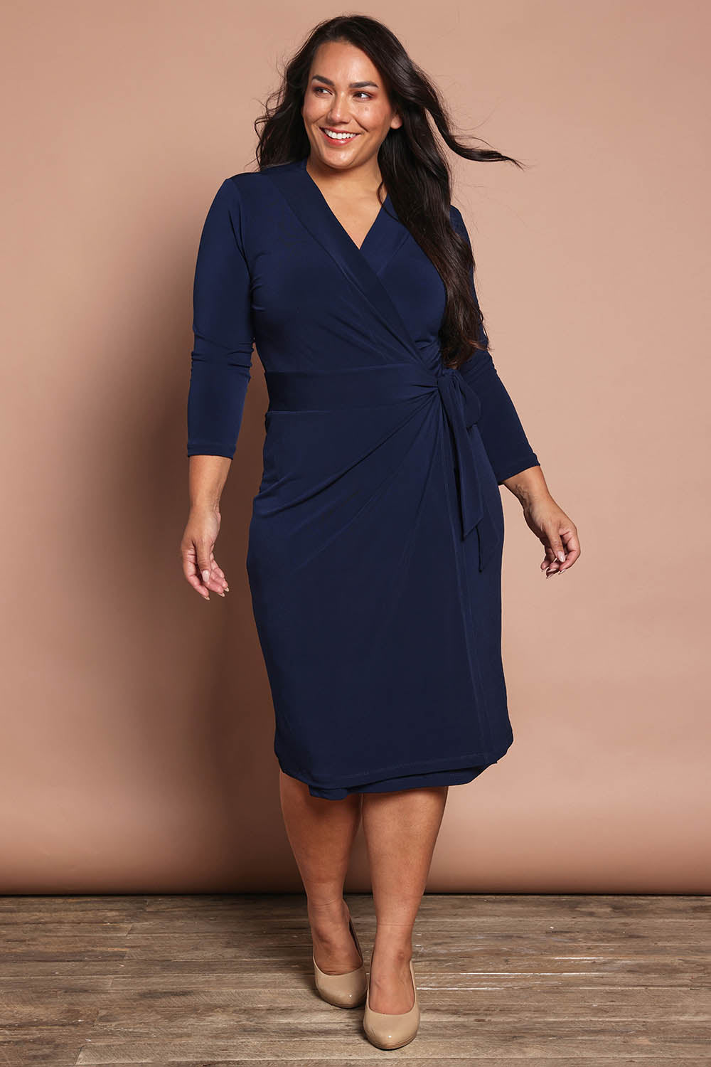 Belle Basic Wrap Dress - Navy
