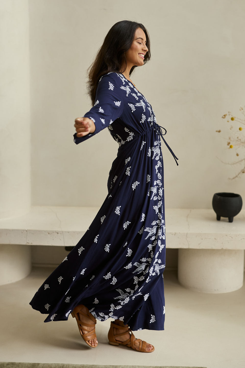 Dancing With Birds Dress - DeepBlue