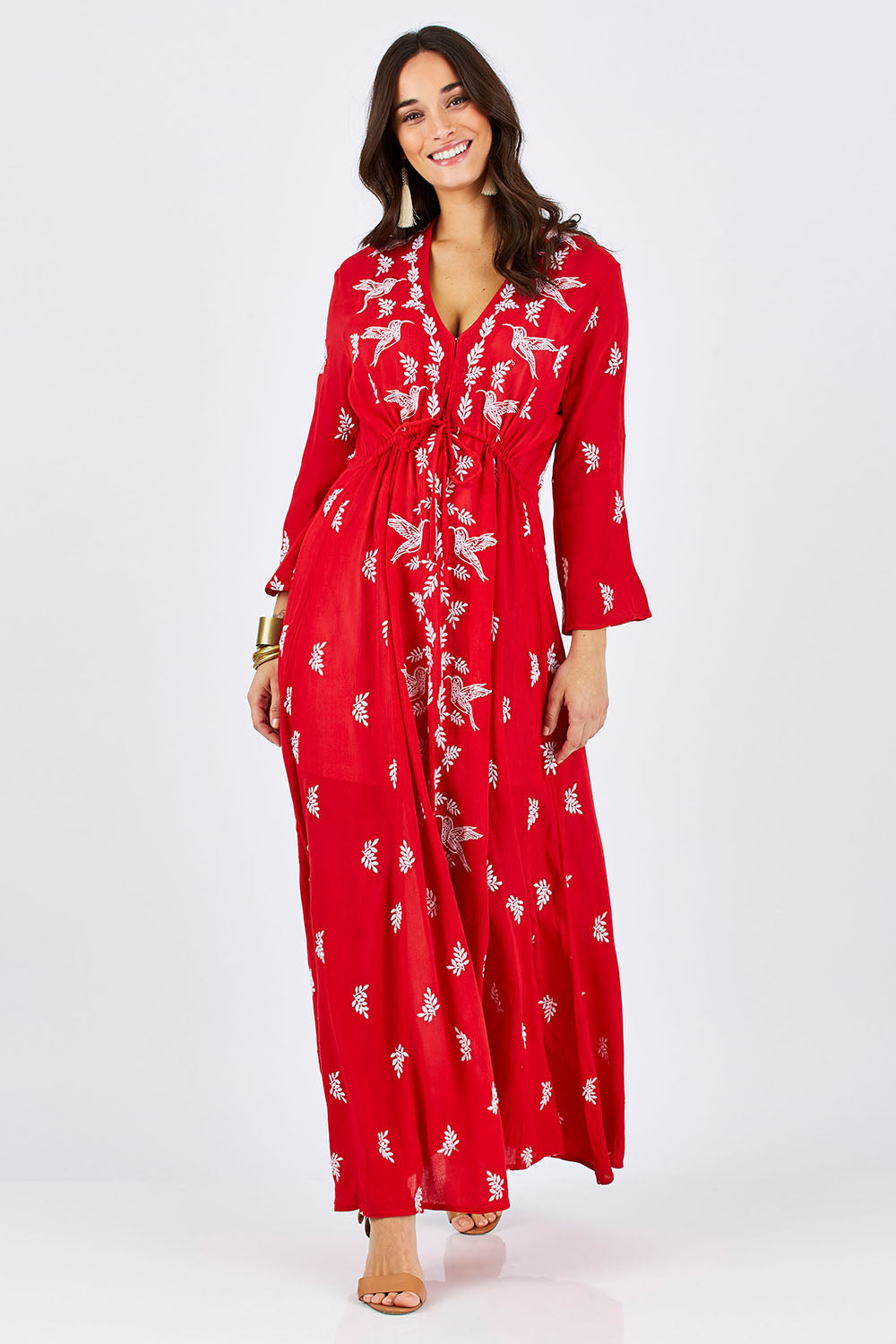Dancing With Birds Dress - Scarlet