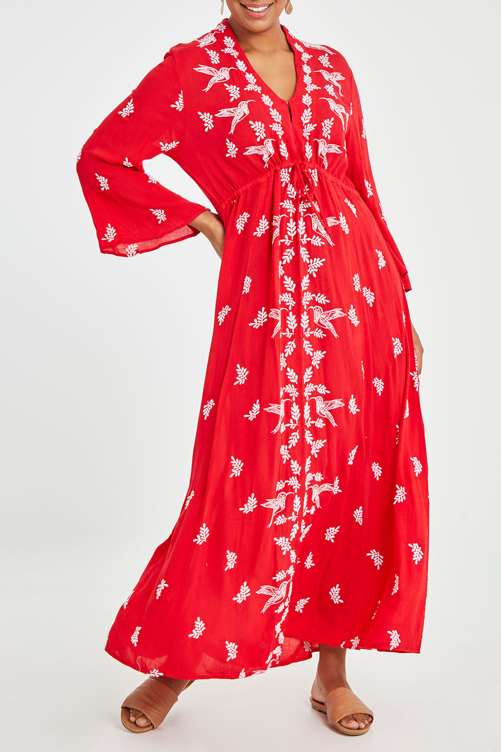 Dancing With Birds Dress - Scarlet