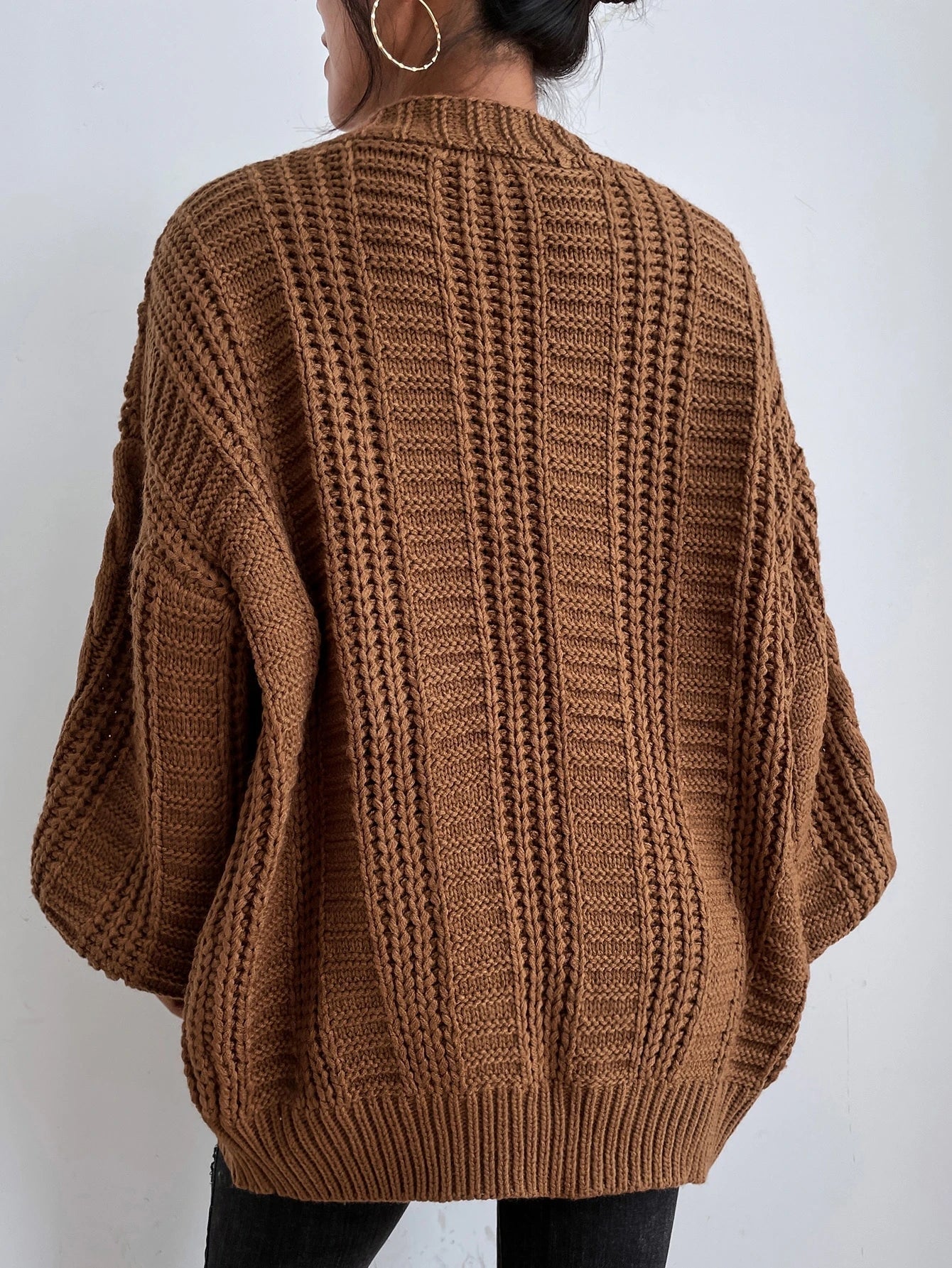 EVIE & BAY | OVERSIZED CABLE KNIT CARDIGAN FOR WOMEN
