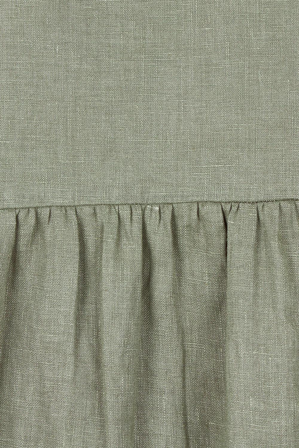 Linen Shirt Maker Dress - Olive