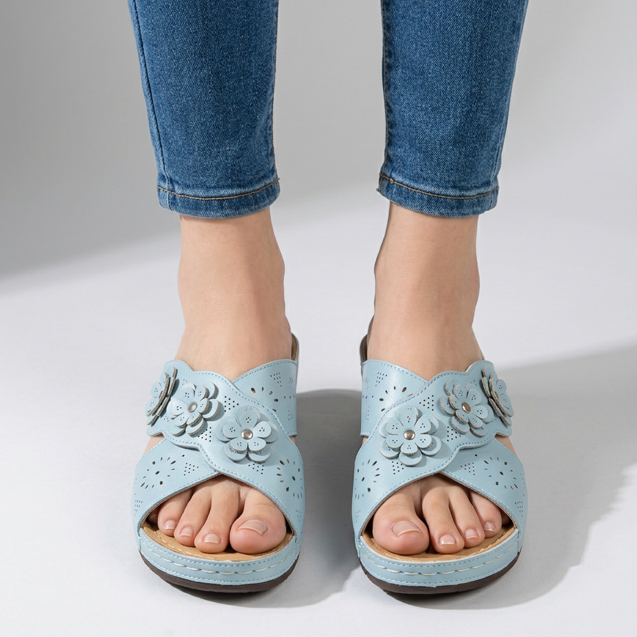 GINA | FLORAL WEDGE SANDALS