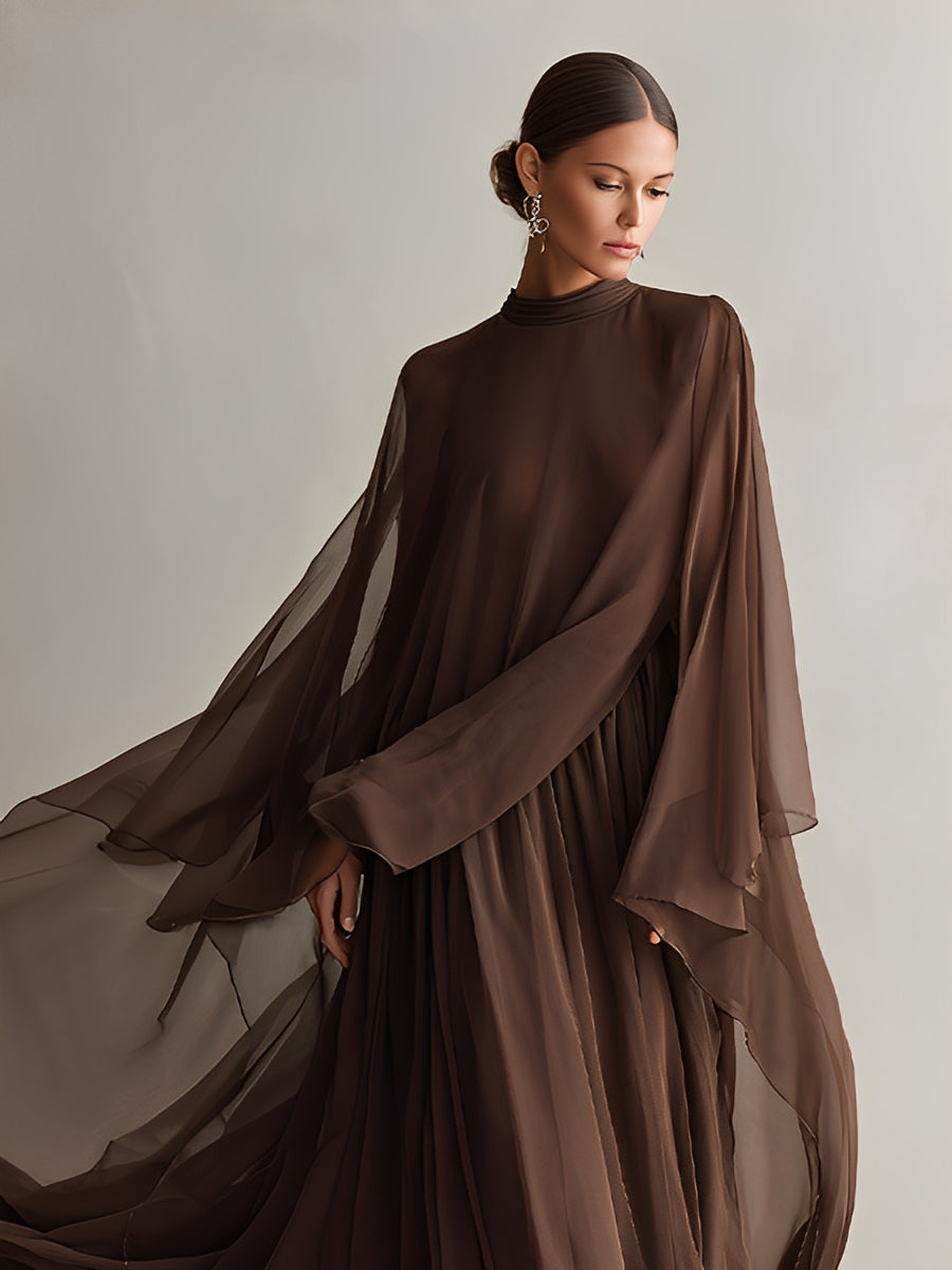 Maria | Rich Brown Chiffon Dress