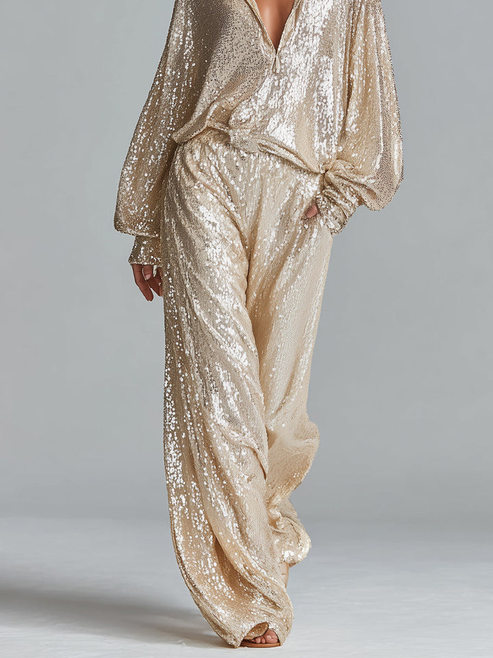 Pam | Gold Glamorous Sequin Collared