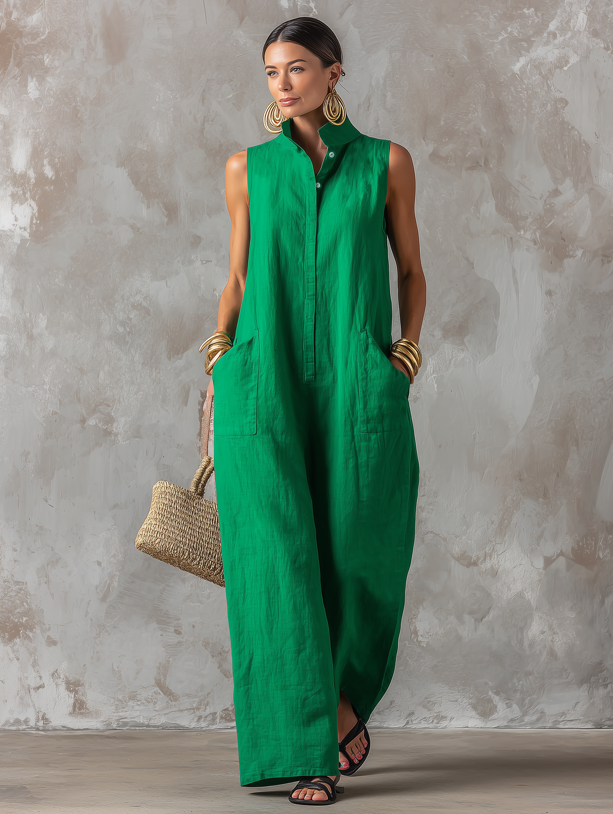 Annie | Loose-Fit Linen-Blend Jumpsuit —