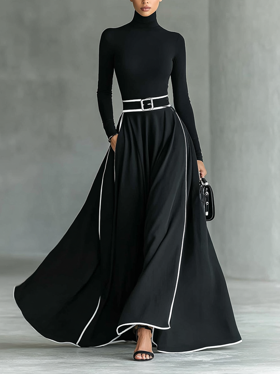 Mara | Black Stitching White Trim