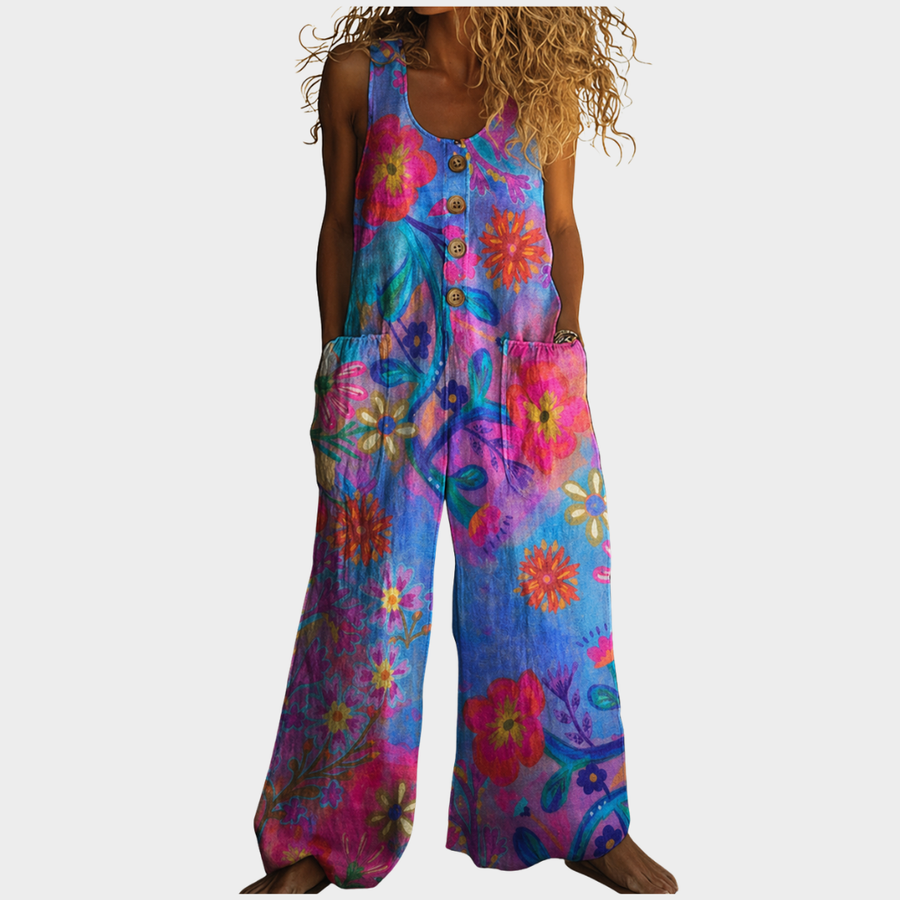 Calista | Watercolor Floral Jumpsuit