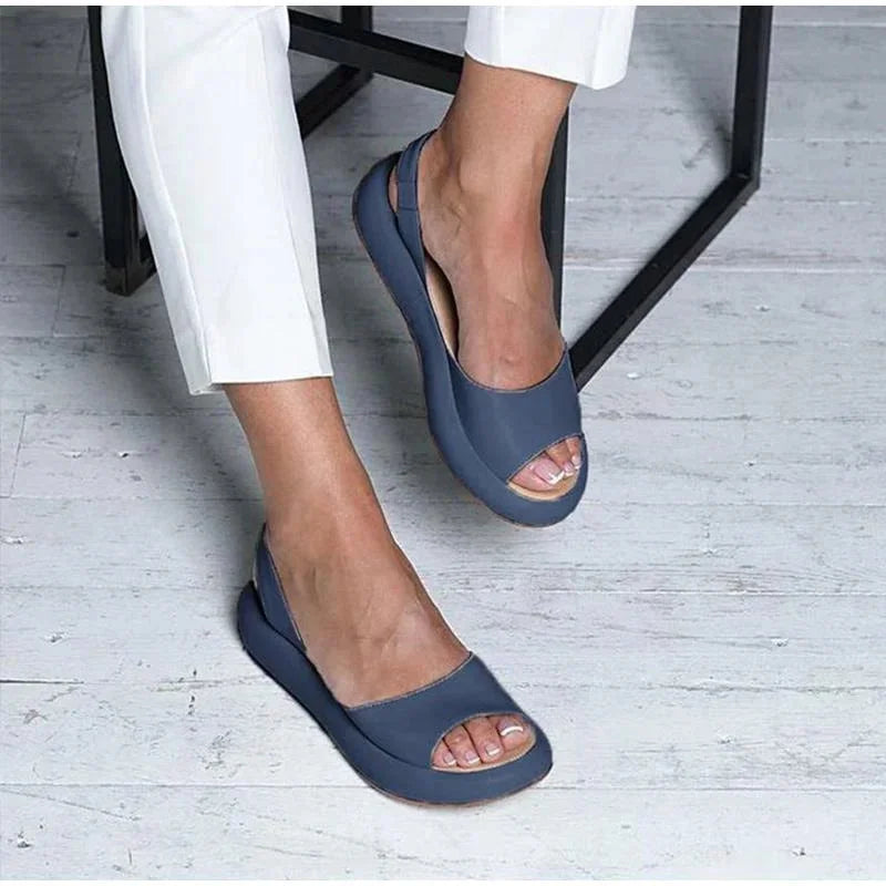 Gwen | Open Toe Platform Flats