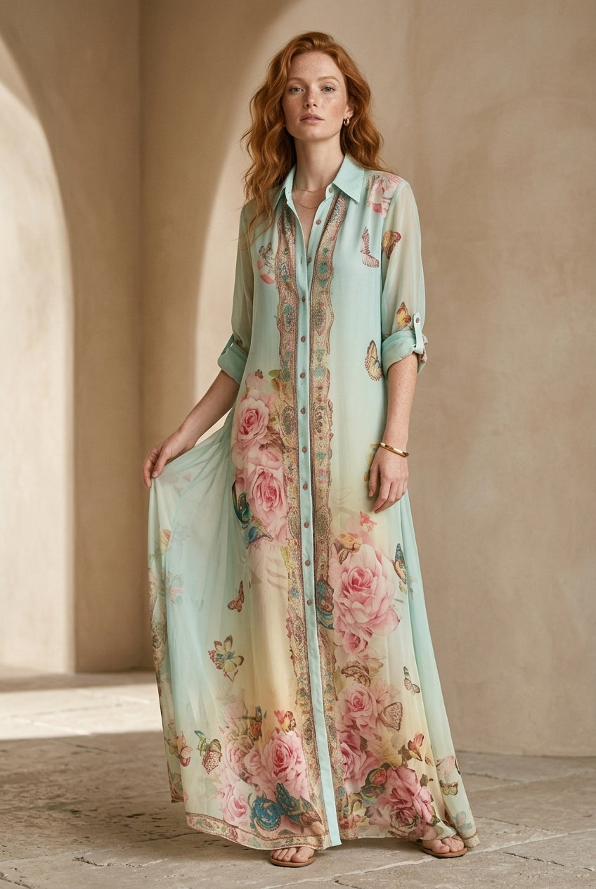 Lark | Mint Green Chiffon Maxi Dress