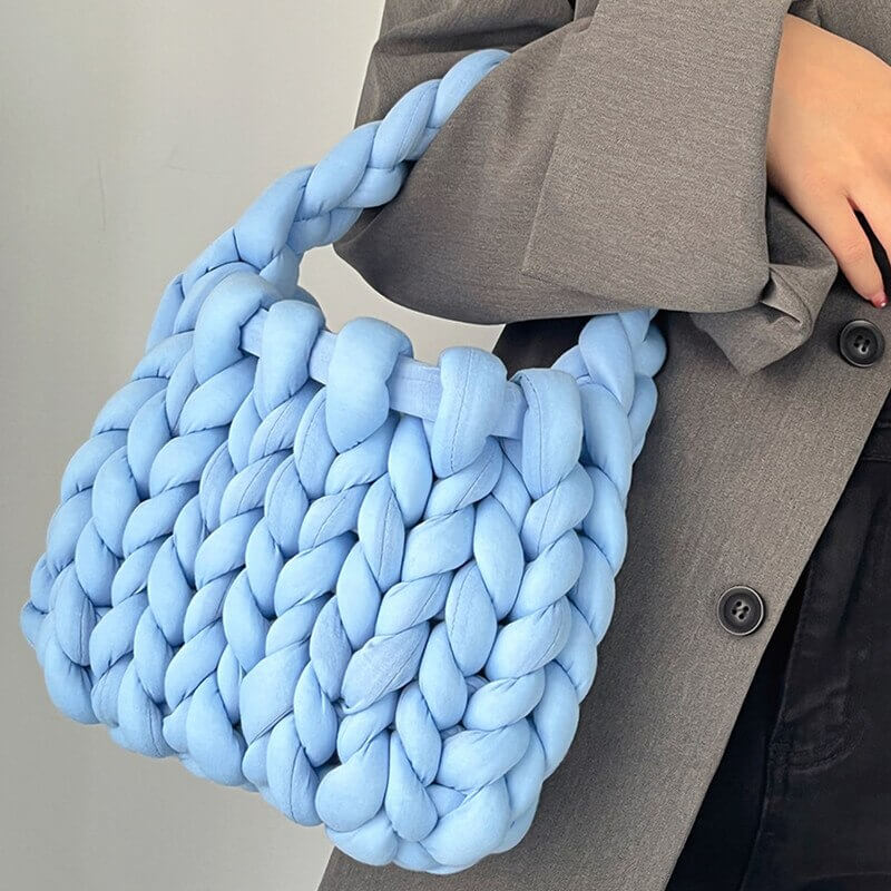 Florence | Baby Blue Chunky Knit Bag