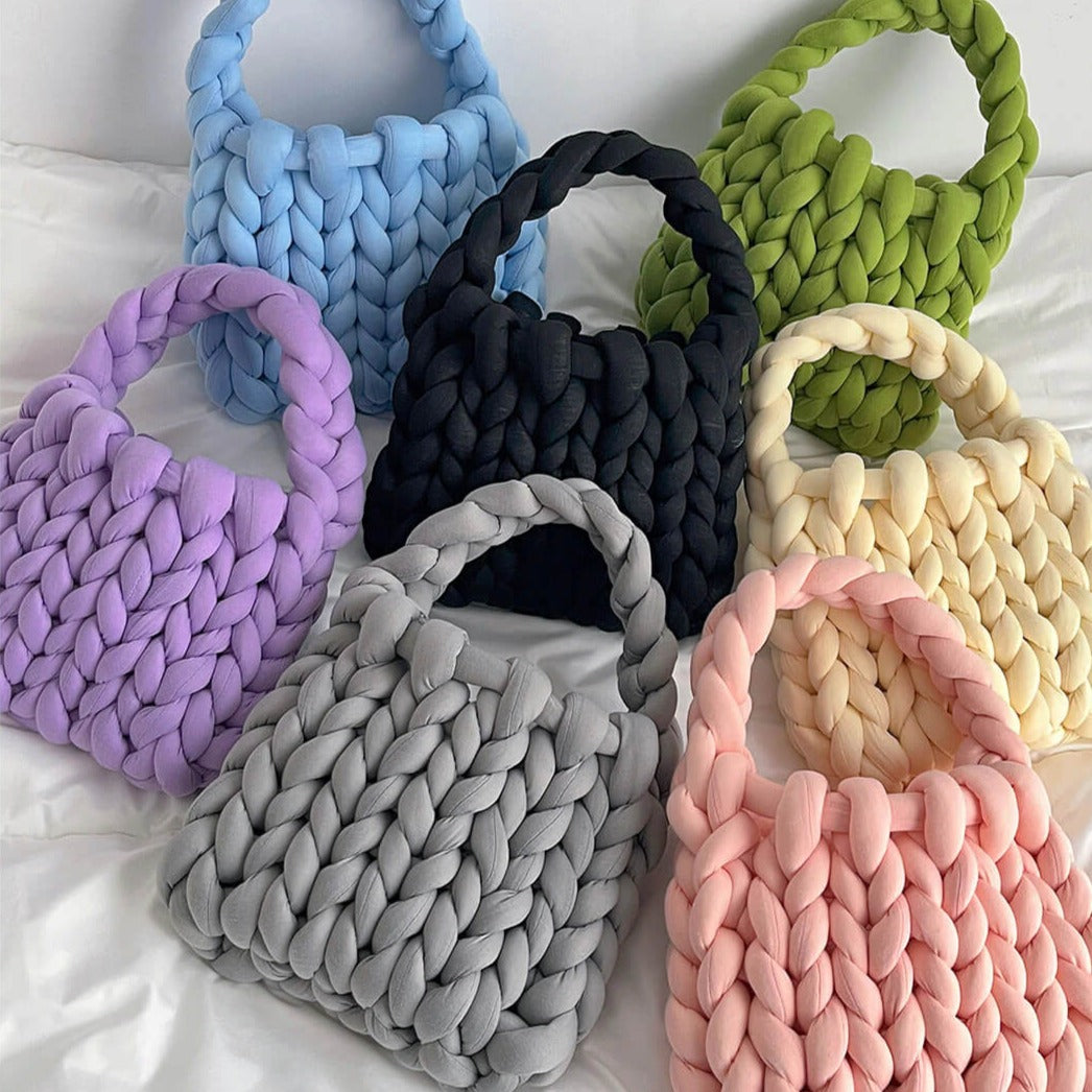 Aurora | White Mini Chunky Knit Bag