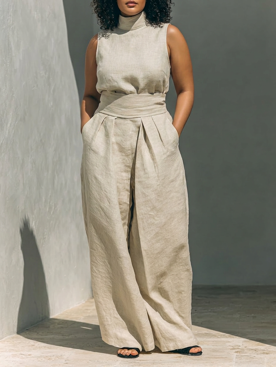 Marina | Sleeveless Blouse and Wide-Leg Pants Set