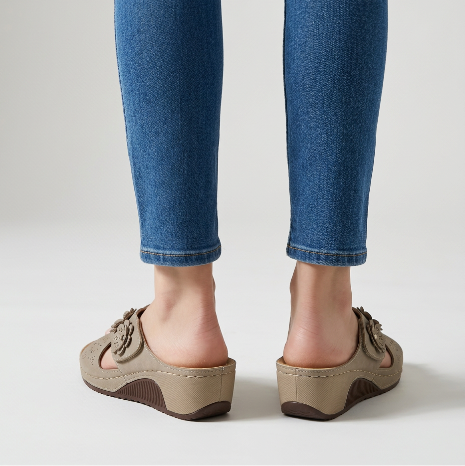 GINA | FLORAL WEDGE SANDALS