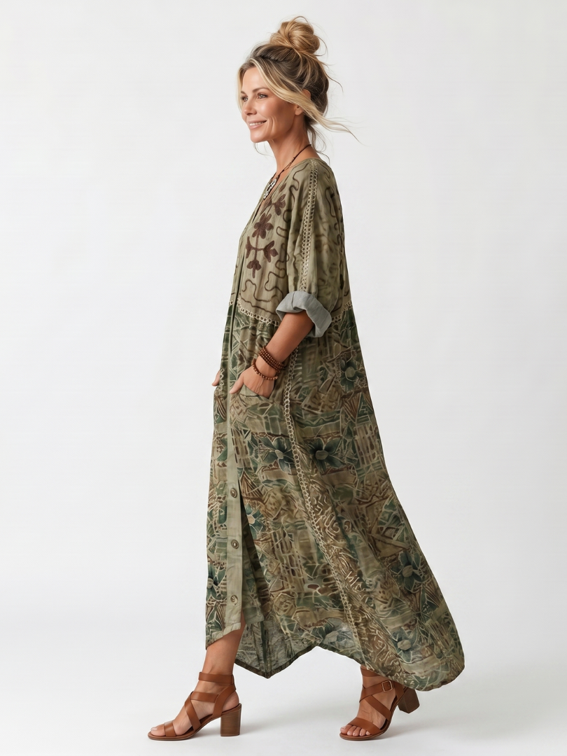 EVIE & BAY | OVERSIZED BUTTON MIDI DRESS FOR WOMEN