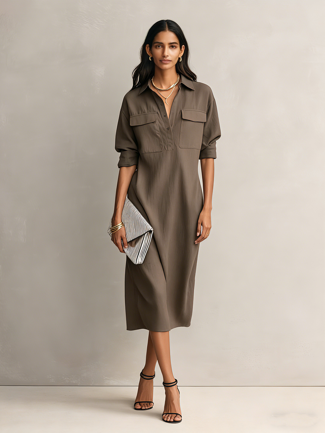 Bridget | Elegant Black Cotton-linen Blend