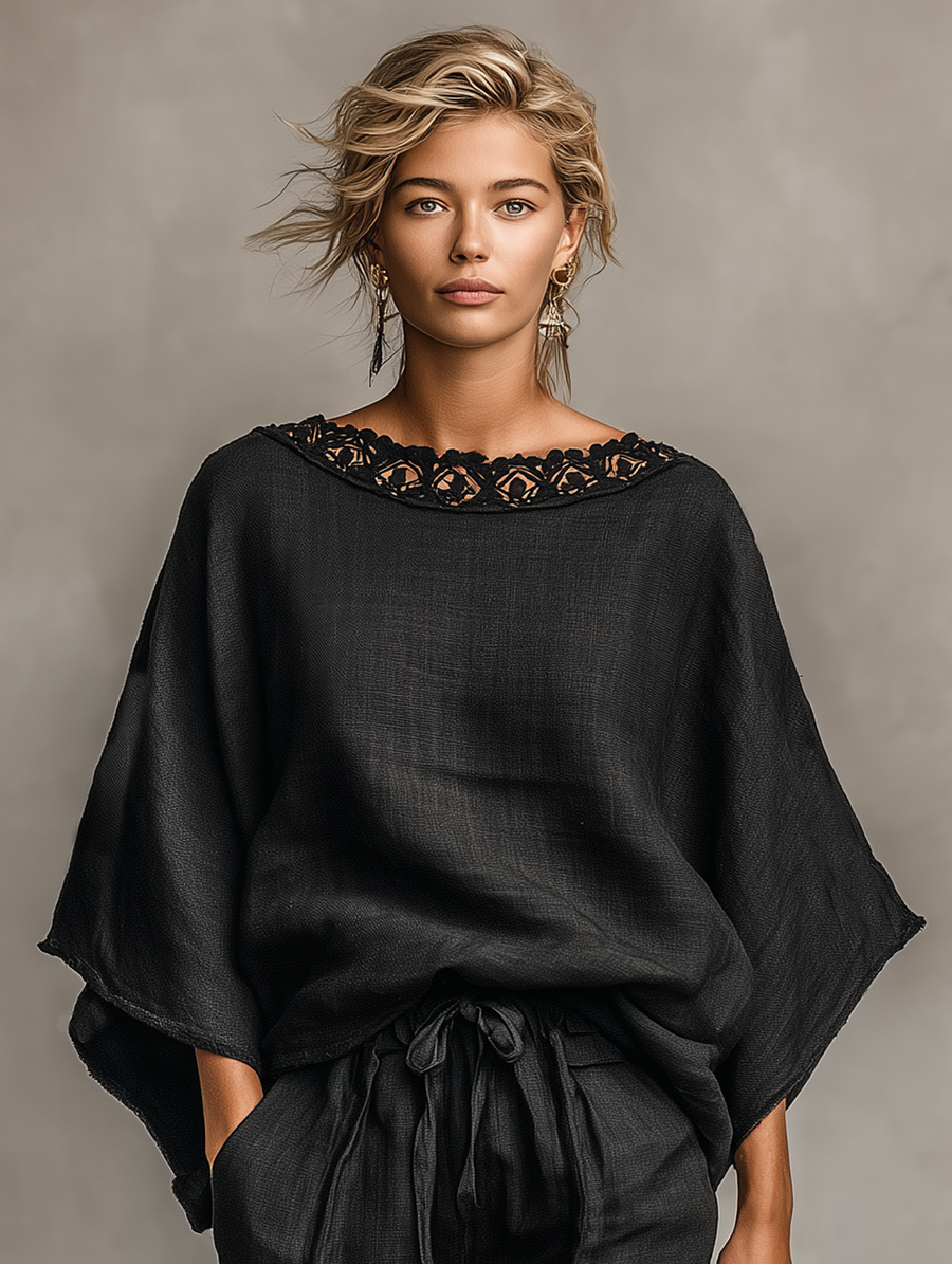 Elisa | Linen Blend Lace Boat