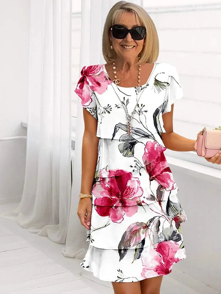 Giselle | Floral Pleated Ruffle Dress
