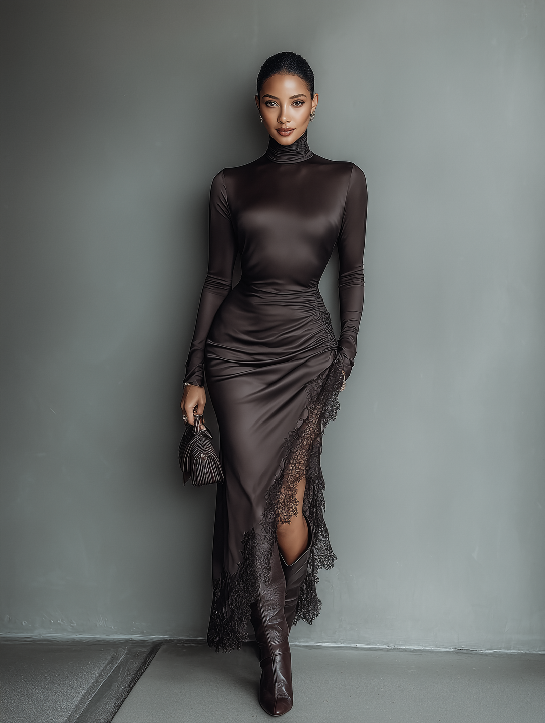 Tammy | Dark Brown Satin Irregular