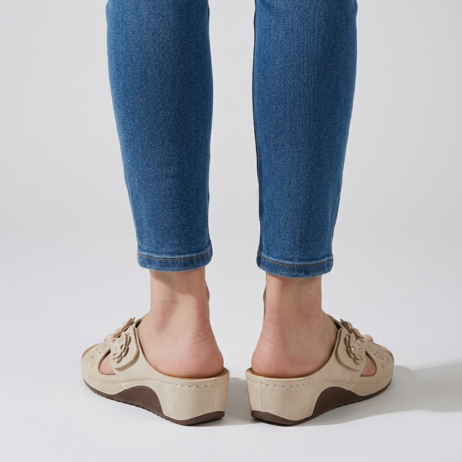 GINA | FLORAL WEDGE SANDALS