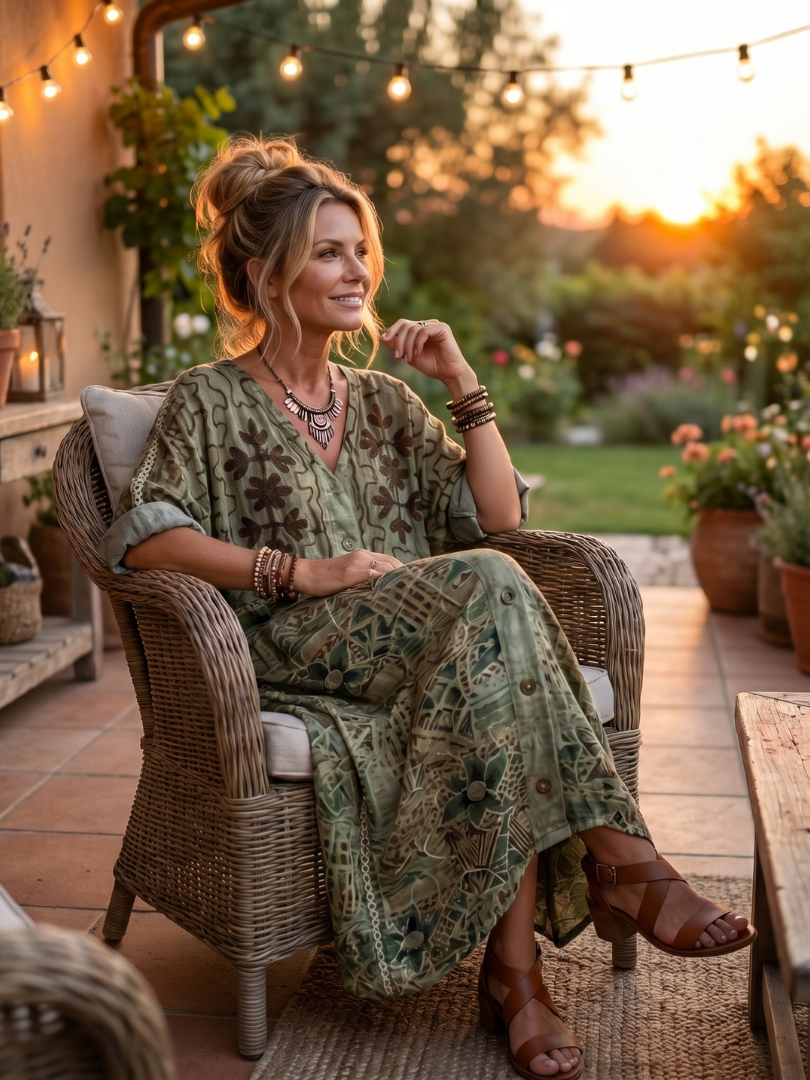 EVIE & BAY | OVERSIZED BUTTON MIDI DRESS FOR WOMEN