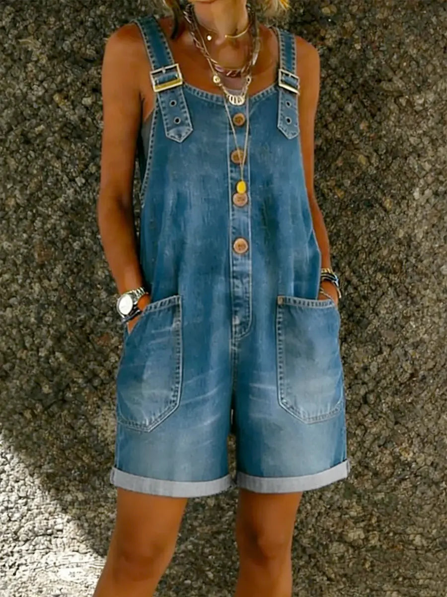 Zoë | Denim Playsuit with Shoulder Straps