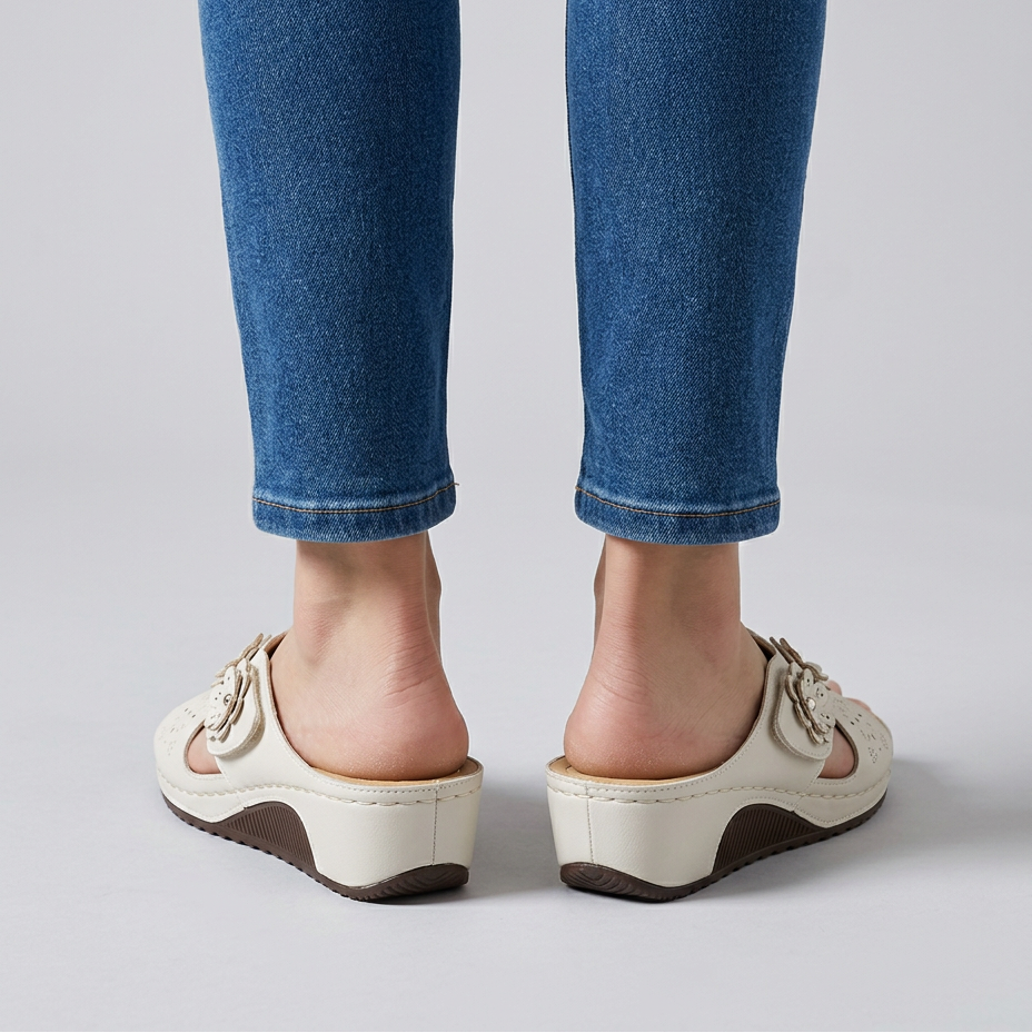 GINA | FLORAL WEDGE SANDALS