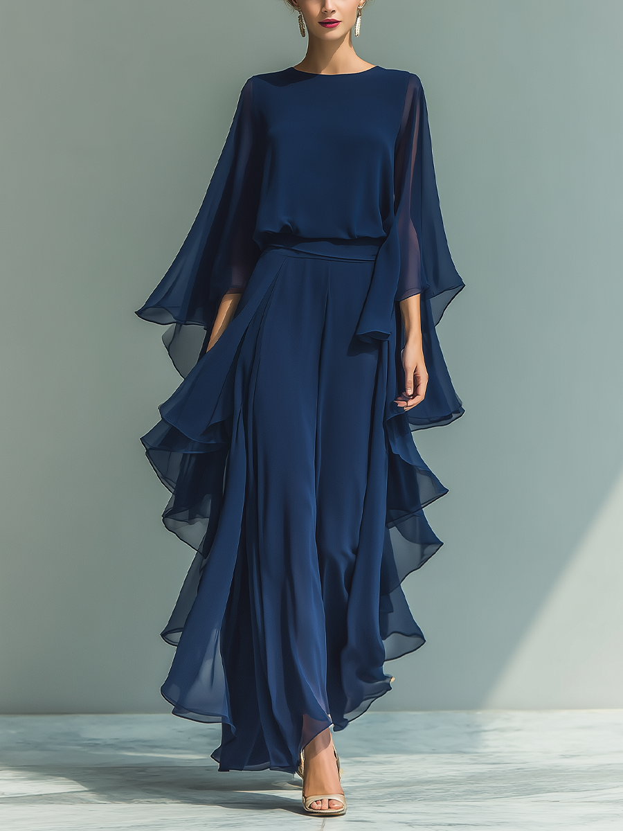 Dawn | Navy Blue Chiffon Top