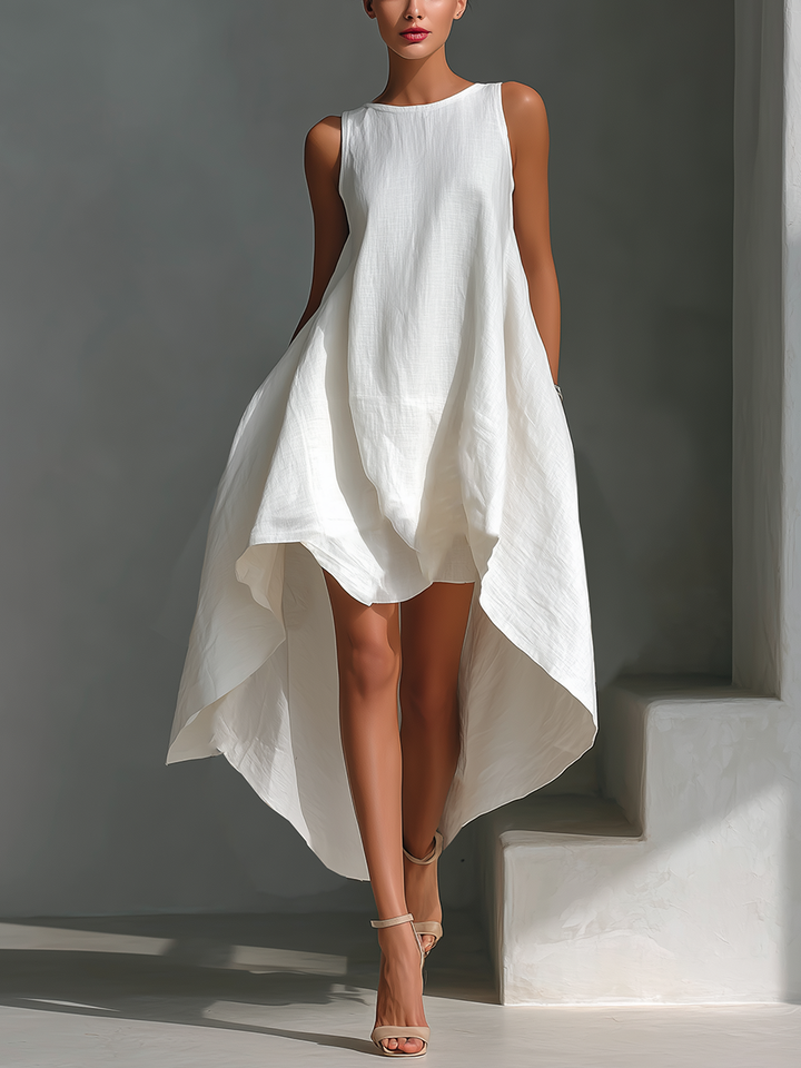 Avery | White Linen Fabric Sleeveless