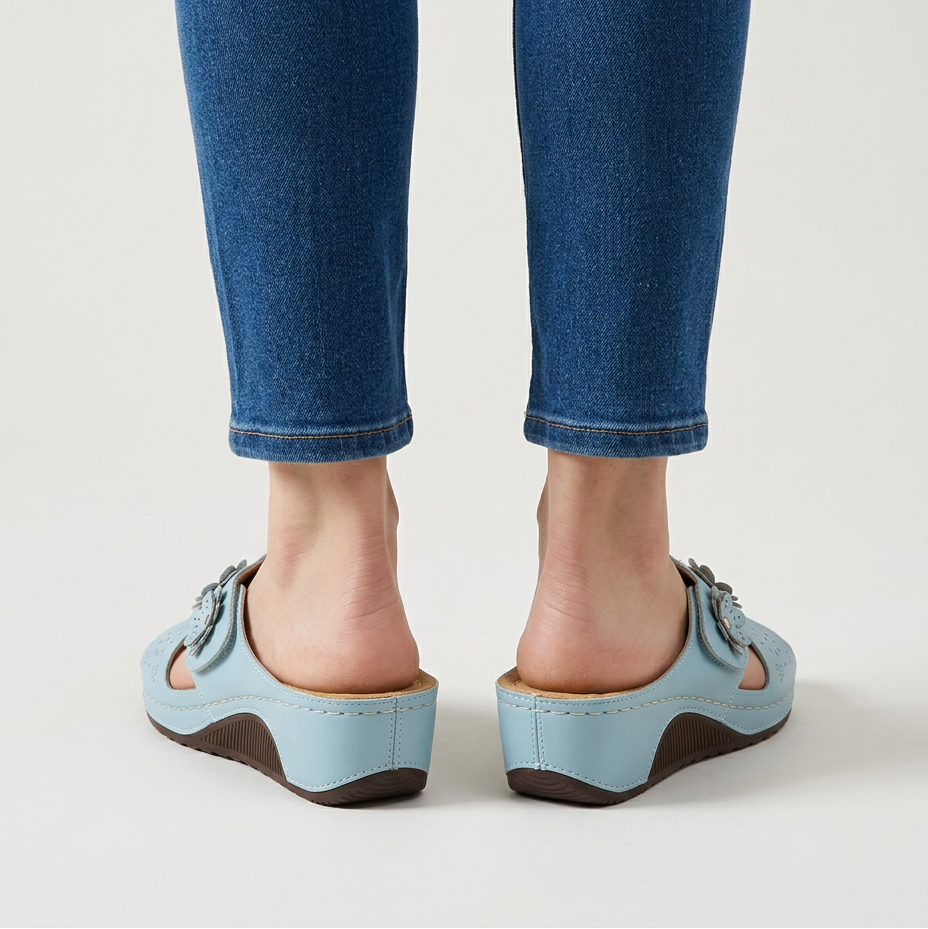 GINA | FLORAL WEDGE SANDALS