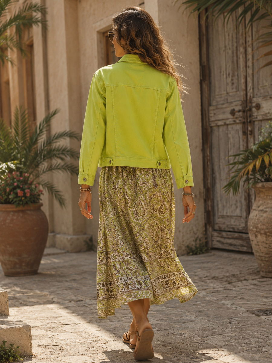 Aurora | Lime Denim Jacket