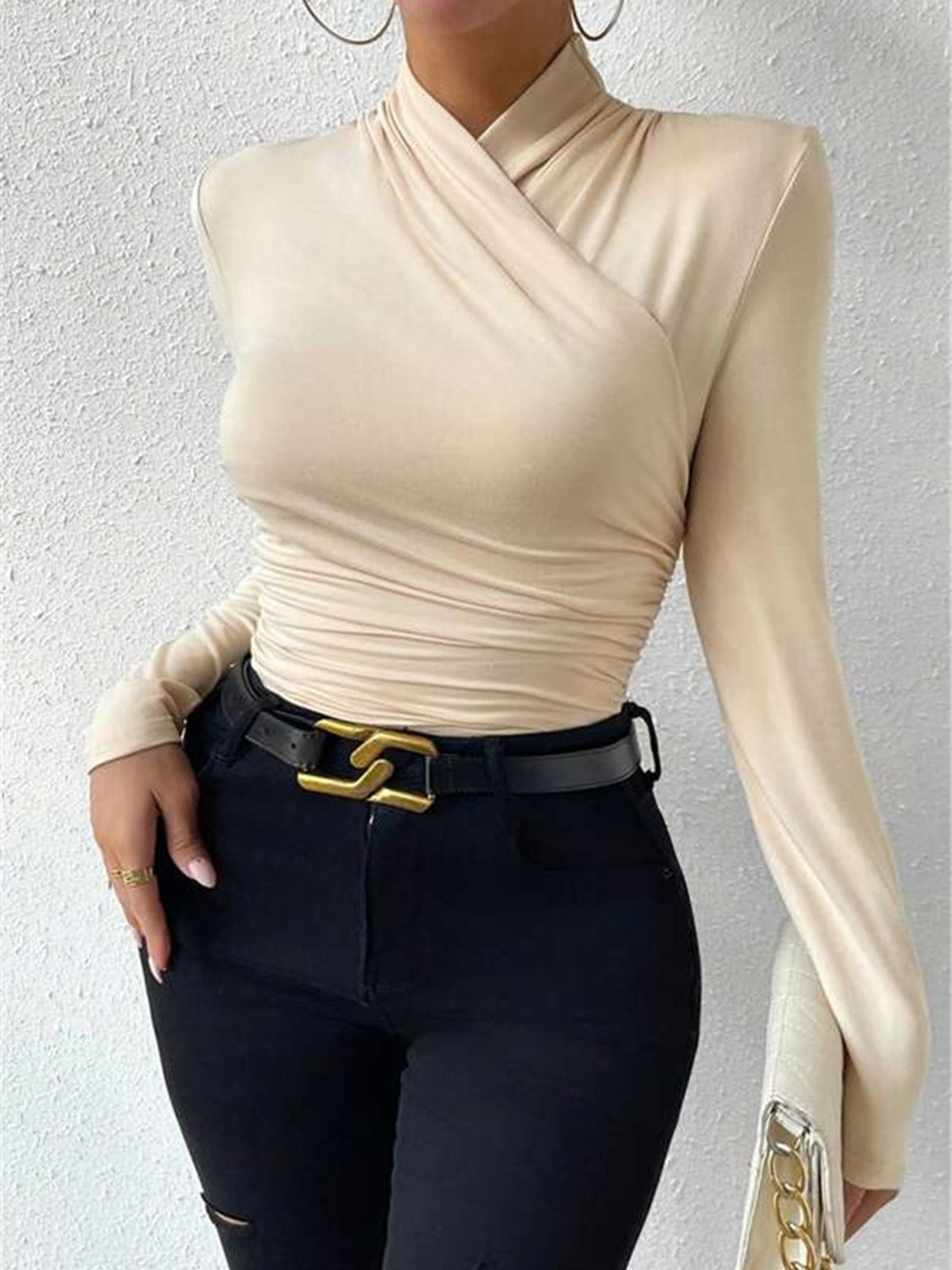 EVIE & BAY | DRAPED LONG SLEEVE TOP FOR WOMEN