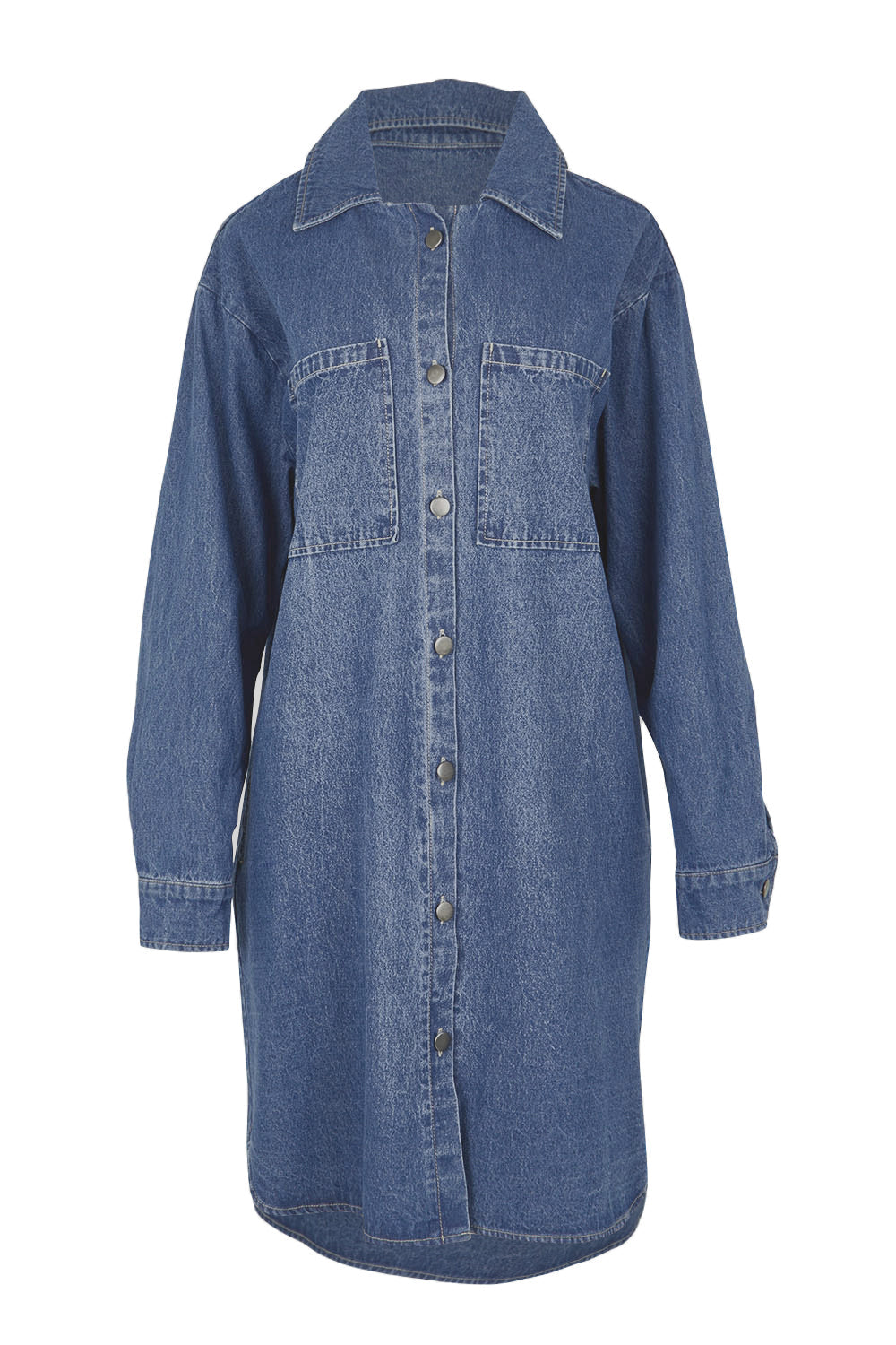 The Denim Shacket Dress With Pockets - Denimblue