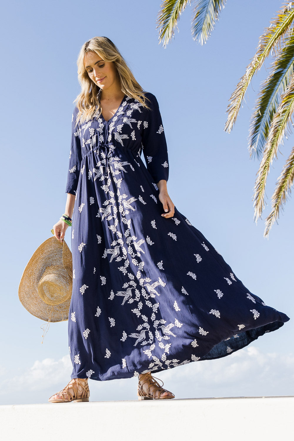 Dancing With Birds Dress - DeepBlue