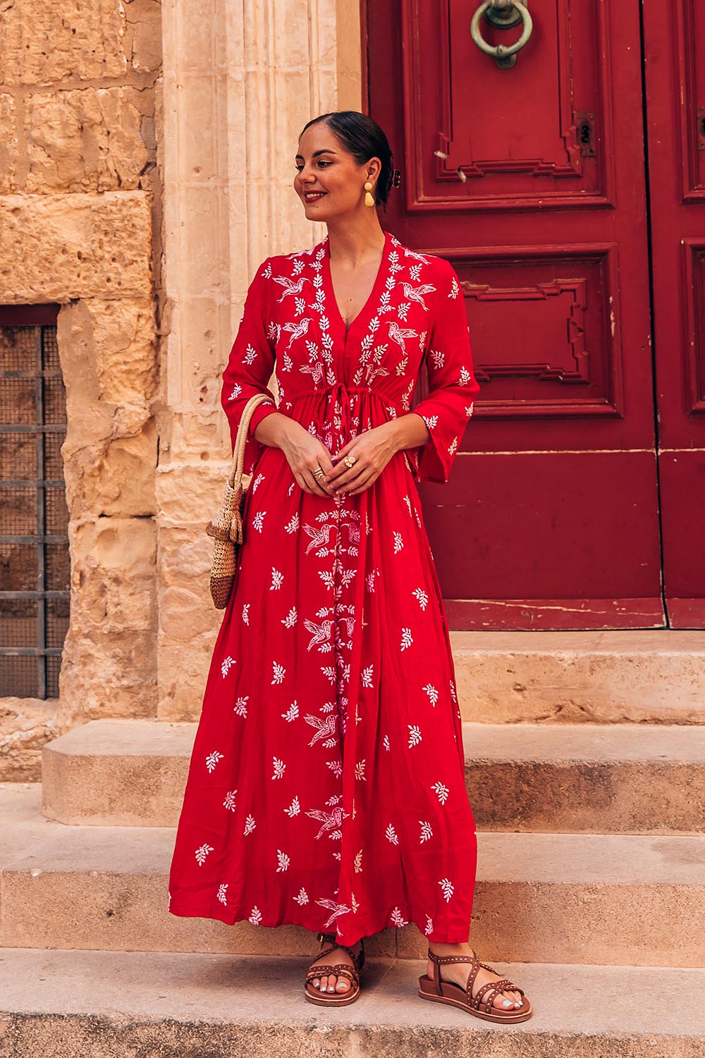 Dancing With Birds Dress - Scarlet