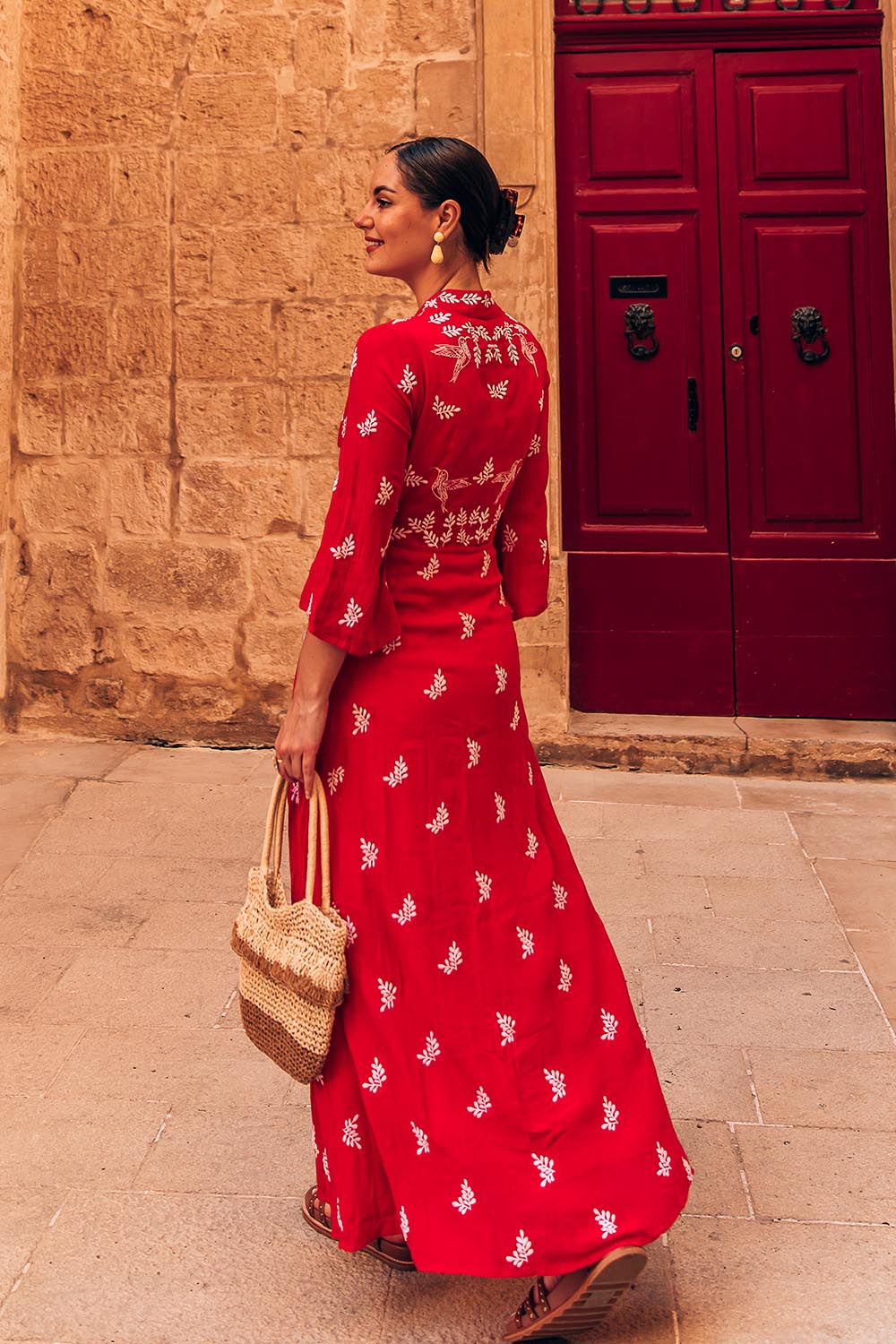 Dancing With Birds Dress - Scarlet