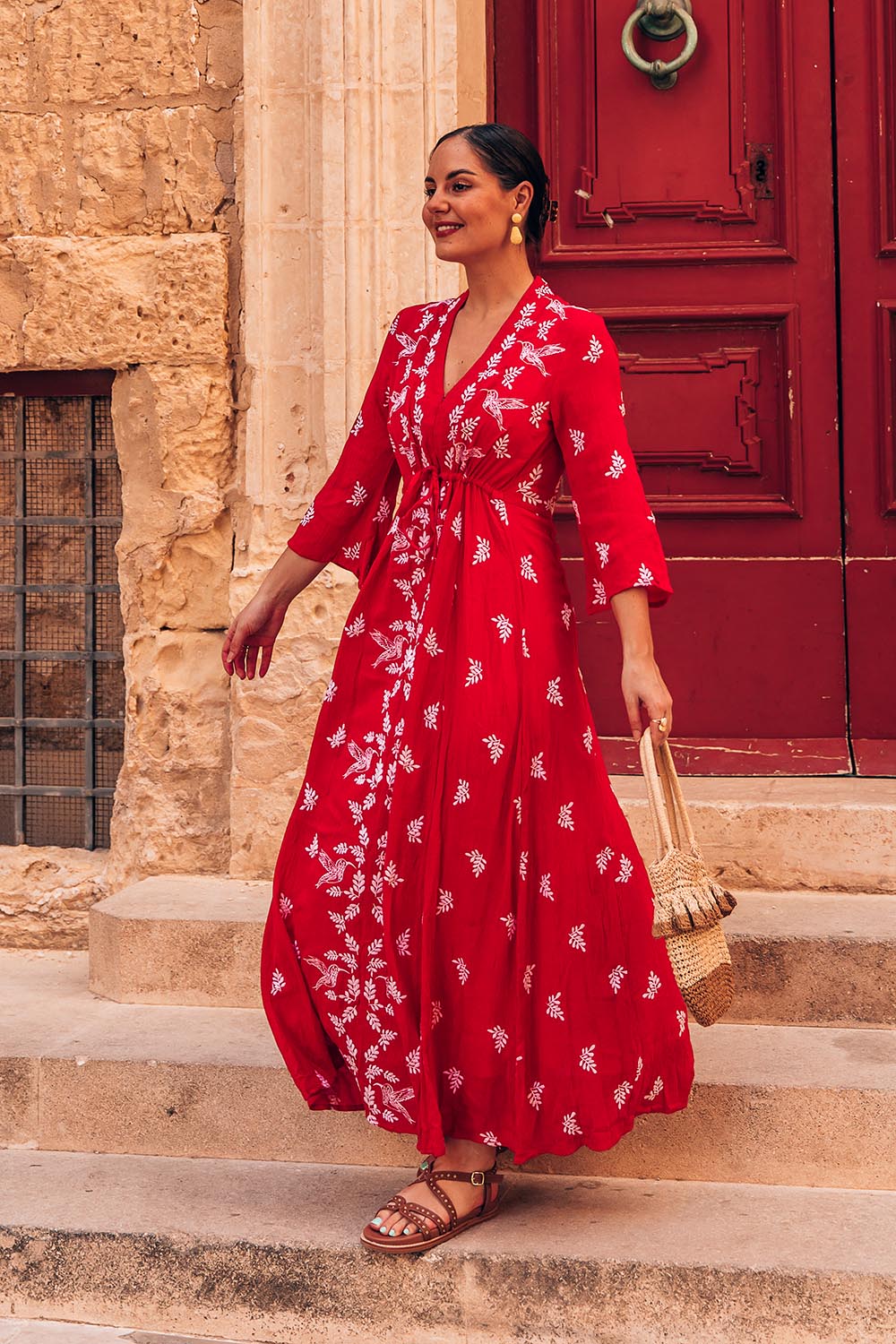 Dancing With Birds Dress - Scarlet