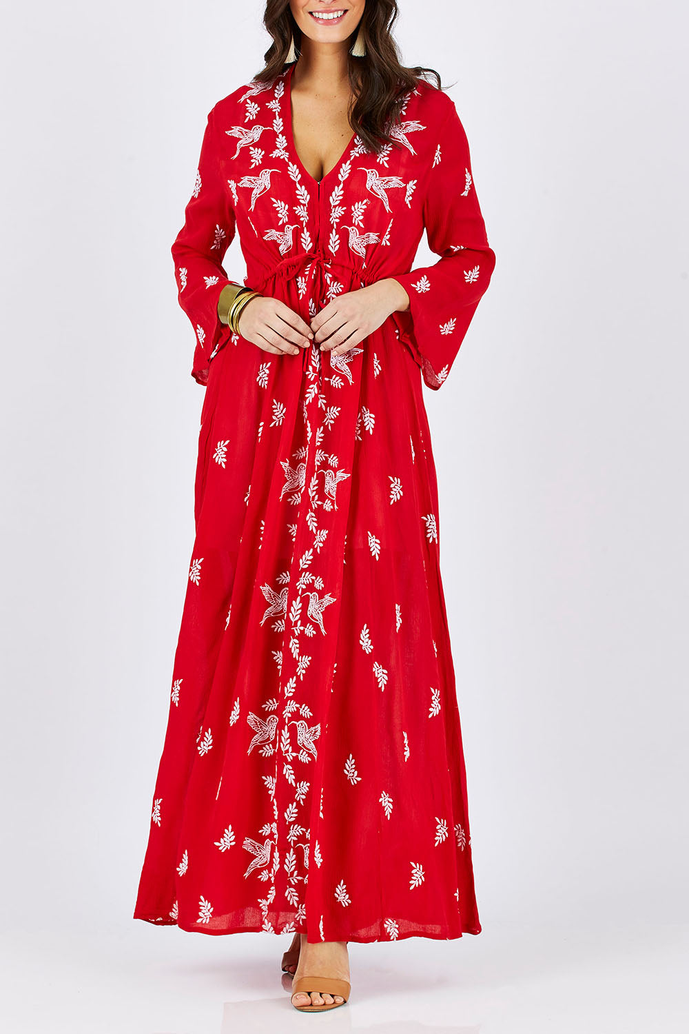 Dancing With Birds Dress - Scarlet