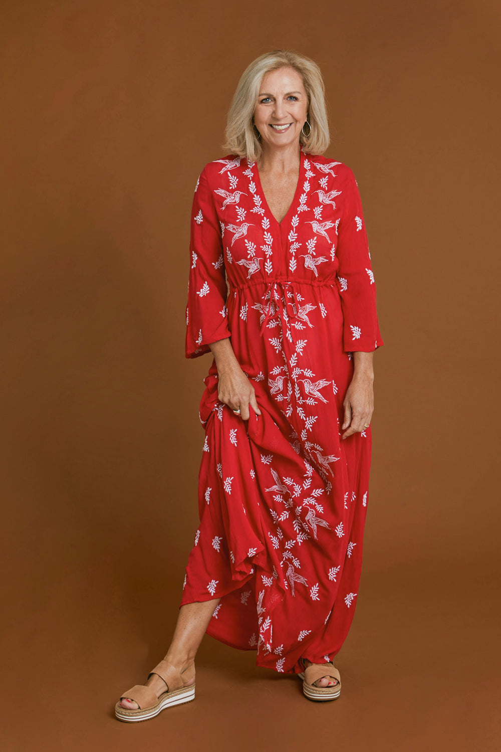 Dancing With Birds Dress - Scarlet