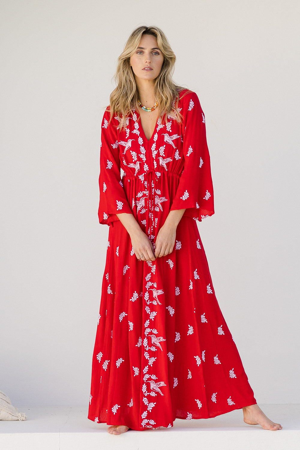Dancing With Birds Dress - Scarlet
