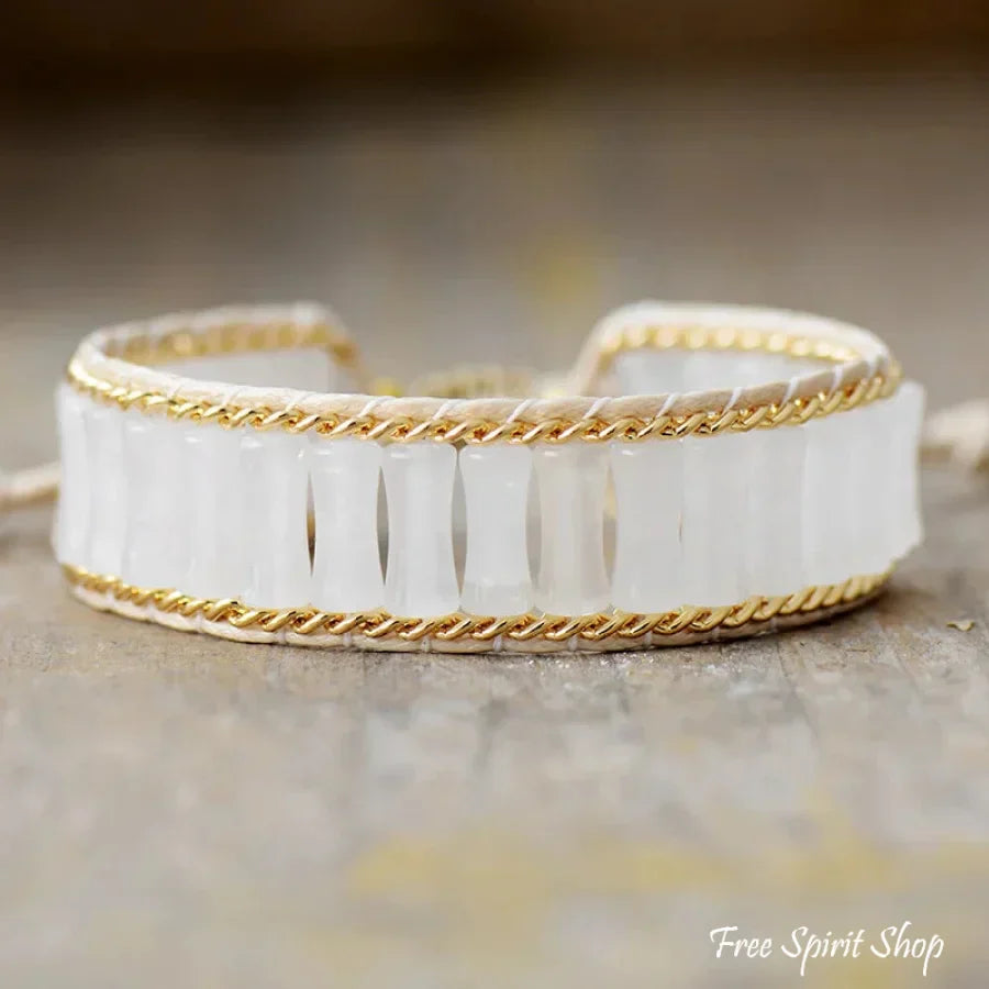 Paige | White Jade & Gold Chain