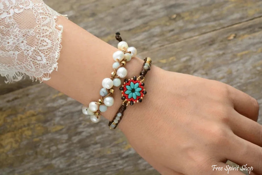 June | Freshwater Pearl & Amazonite Wrap