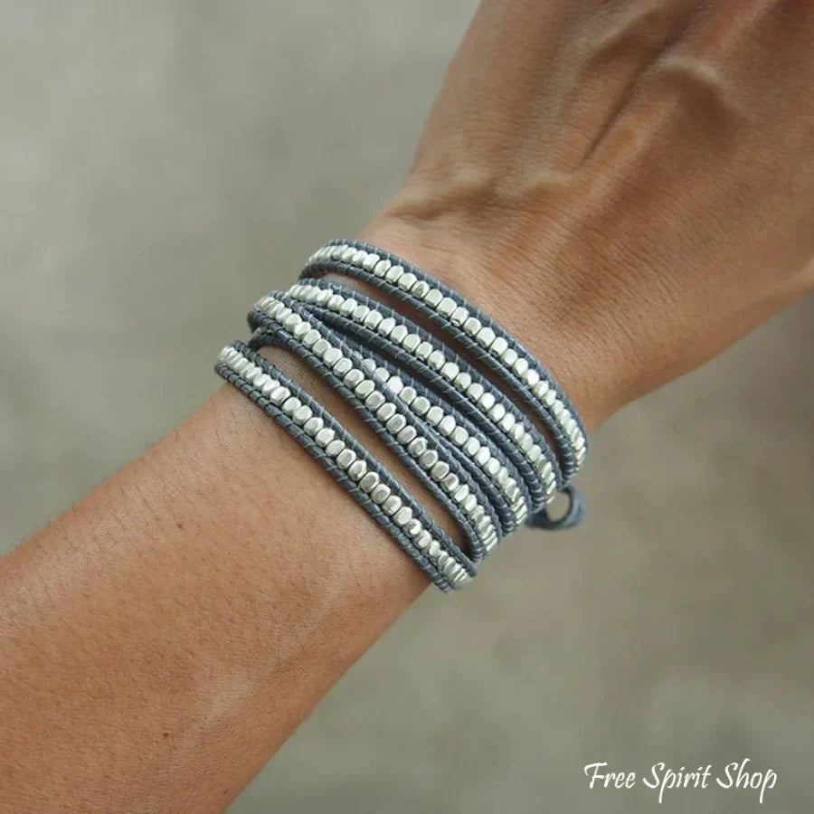 Zoe | Handmade Silver Brass Bead Wrap