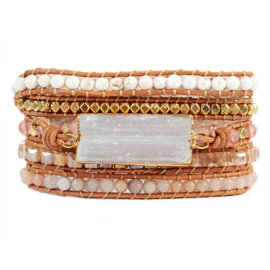 Willow | White Selenite & Sunstone Wrap