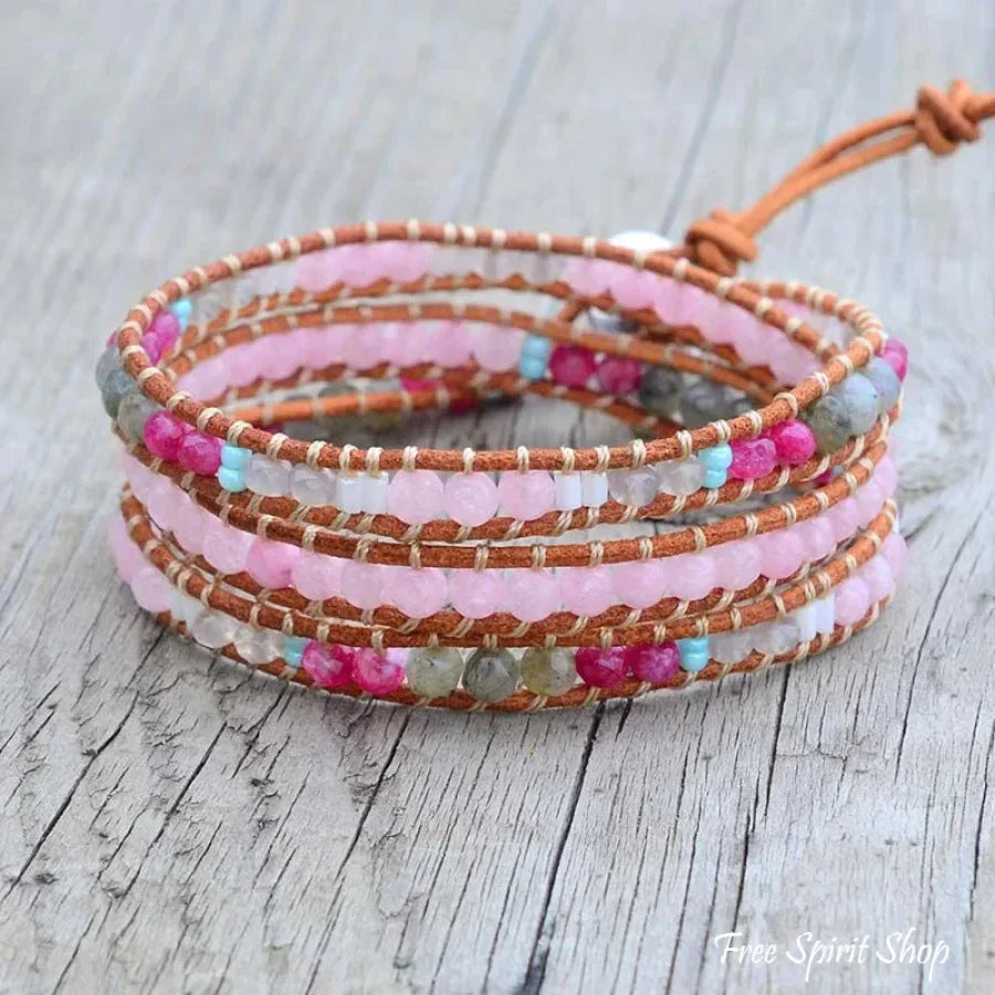 Sharon | Rose Quartz & Labradorite Wrap