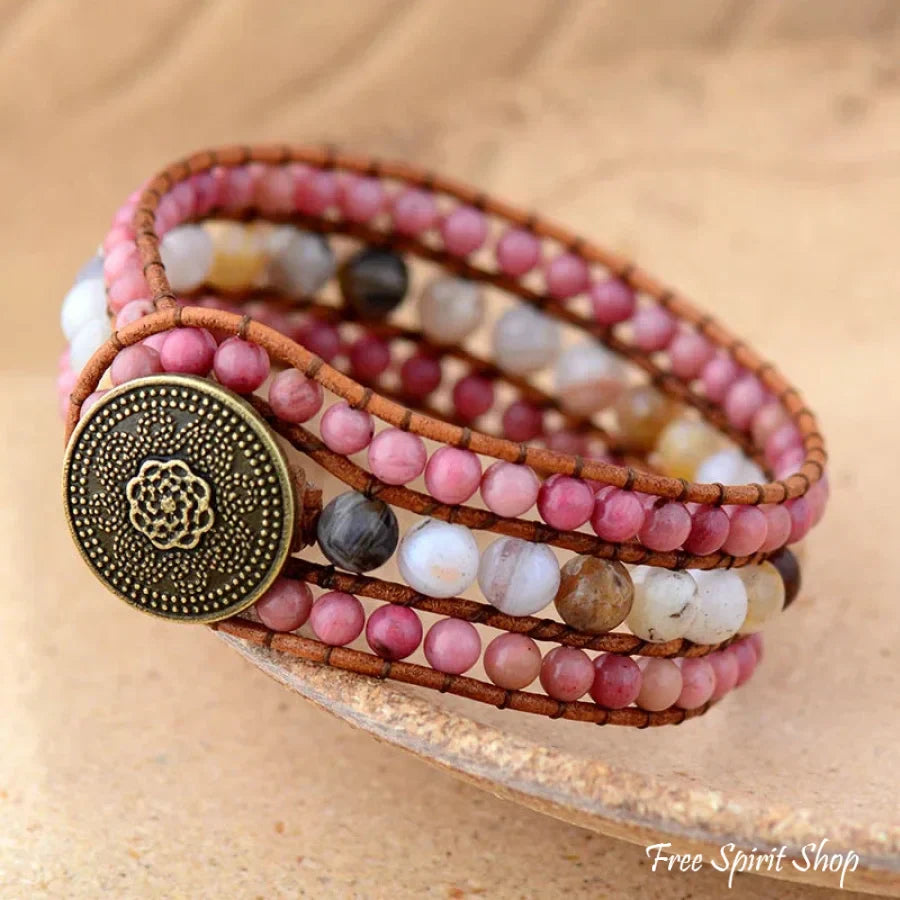 Uma | Rhodonite & Amazonite Beaded Wrap